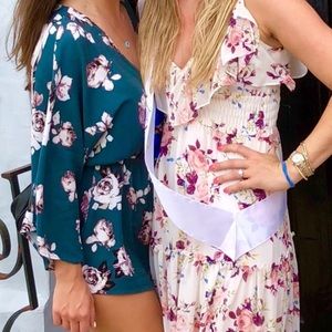 Summit + Peak green floral romper